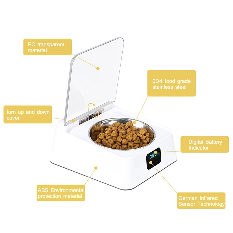 Automatic Pet Feeder Bowl Pet Cat Dog Food Feeder Infrared Sensor Auto Open Cover Smart Feeder Anti-mouse Dog Cat Food Dispenser