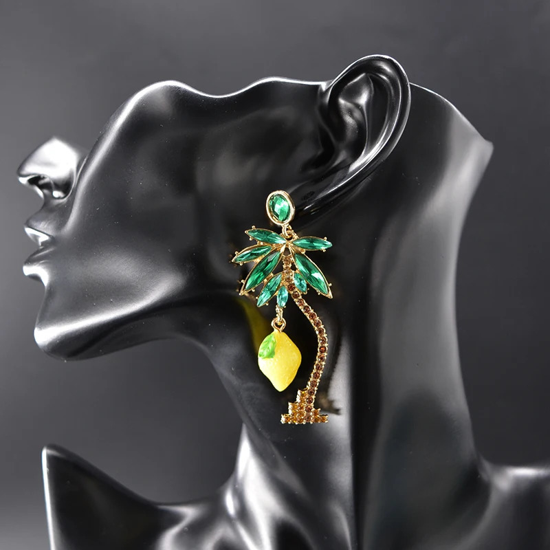 Christmas Gift Long Earrings Coconut Tree Pendant Earrings Retro Party Fashion Pendant Earrings Charm Trendy Jewelry 241031