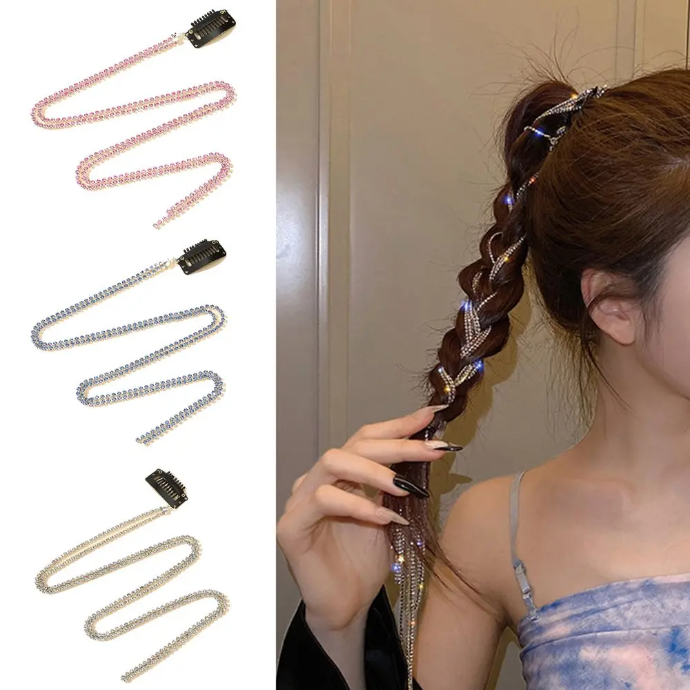 Bride Ornaments Girl Jewelry Hair Accessories Barrettes Tassel Hair Clips Shiny Chain Hairpins Braided Headband