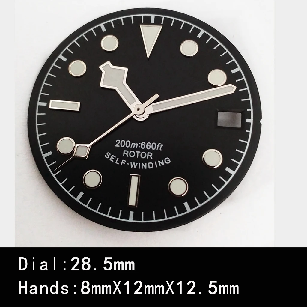 28.5mm 29mm 30.5mm Sterile Watch Dial With Hands Green Luminous For NH35 NH36 Watches Movement Parts