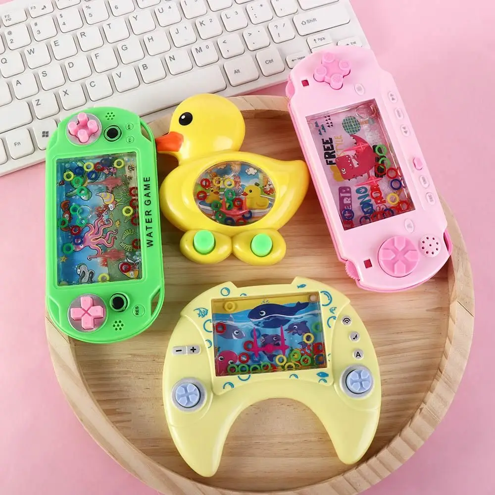 1pc Retro Water Ring Game Machine Child Handheld Game Machine Water Circle Ring Toss Squeeze Toy Parent-Child Interactive Toys