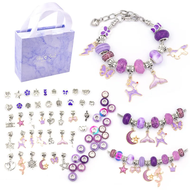 DIY Bracelet Making Kits Spacer Beads Metal Pendant Charms Accessories for DIY Bracelets Jewelry Making Children Gril Gifts