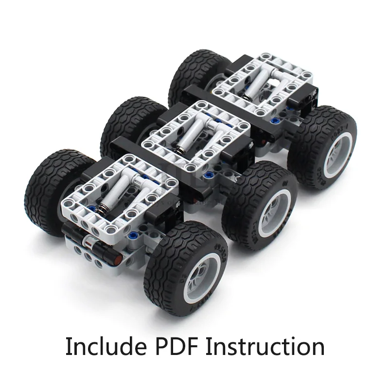 119pcs MOC High-Tech Car Wheels Set Building Block DIY Technical Pin Liftarm Parts Compatible with 3 Axled Trailer Brick Toys