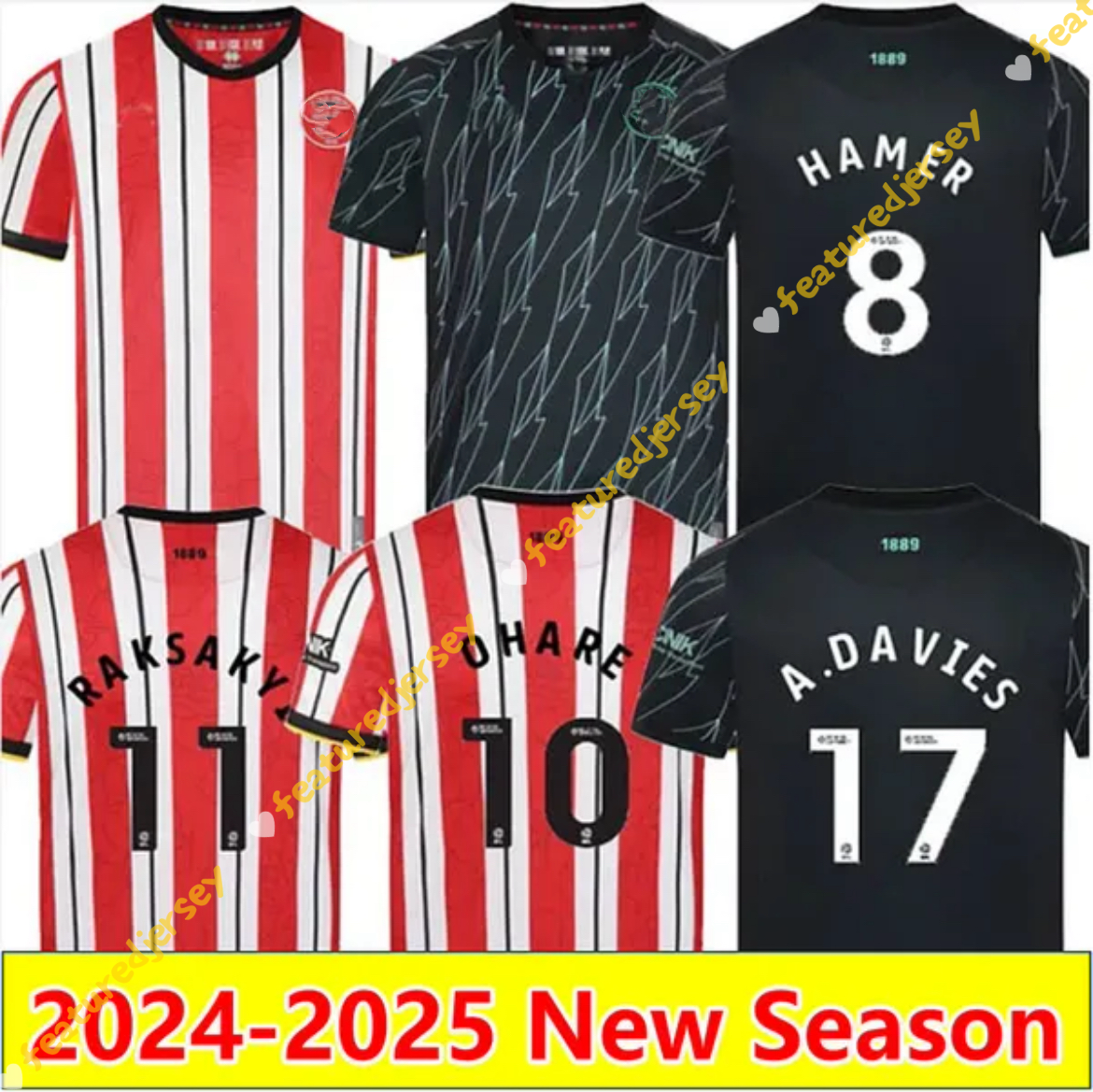 Soccer 24 25 Sheffield Home Black white red soccer jerseys 2024 2025 Moore Raakyi Home Away 3rd Jersey Hamer Brewster Ohare Arblaster T.davies Football Shirts
