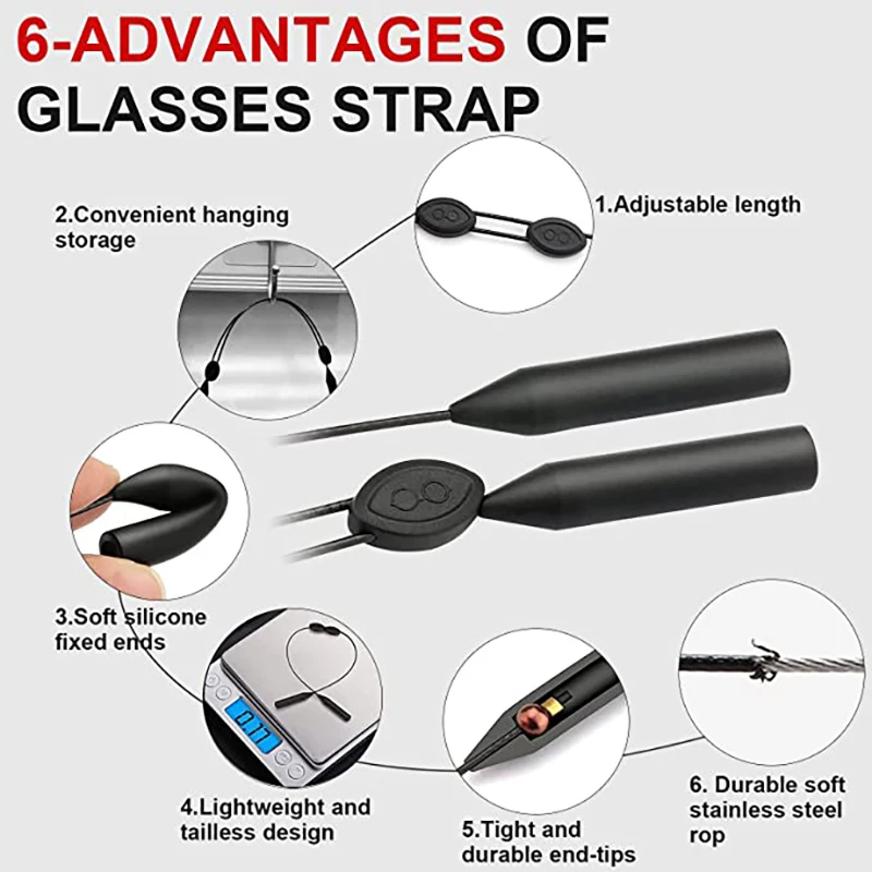 Adjustable Non-Slip Eyeglass Strap for Men and Women - Glasses String Holder