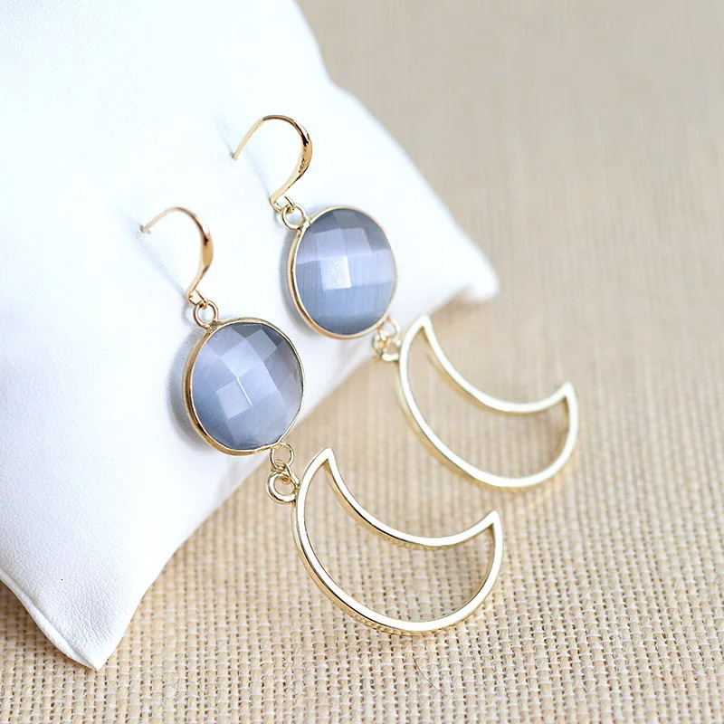 BOJIU Trendy Gold Color Moon Drop Pendant Earrings Womens Long Statement Pendant Earrings for Wedding Christmas Jewelry EA049 241031