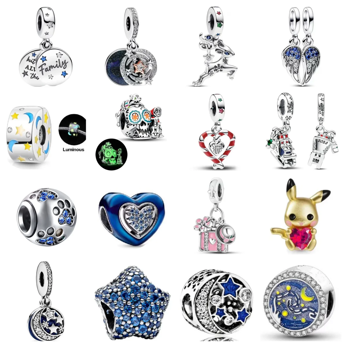 2023 New 925 Silver christmas Stick Heart Charms Star Paw Wings Beads Fit DIY fine Original Bracelet By Women Gift
