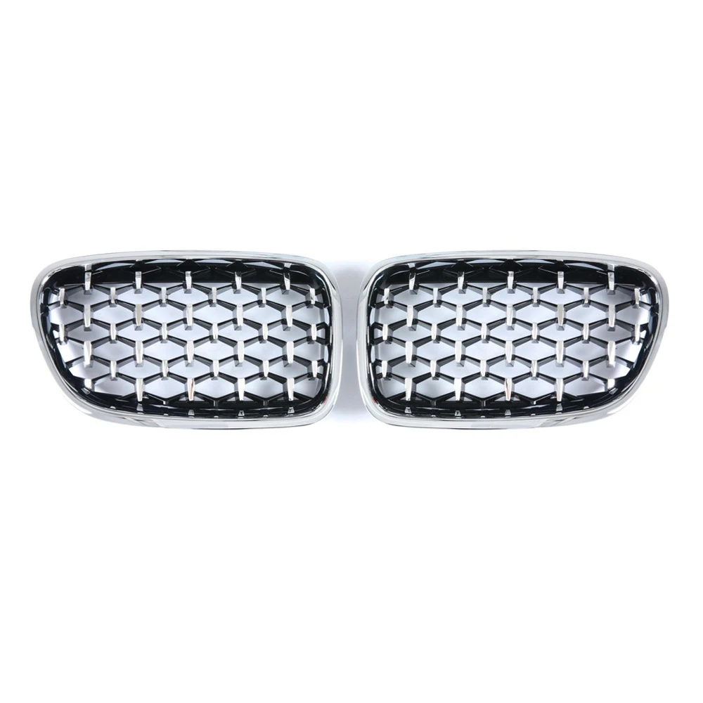 A Pair F07 Diamond Grille For BMW 5 Series GT F07 528i 535i 550i 2009-2017 Front Bumper Kidney Grilles Car Styling