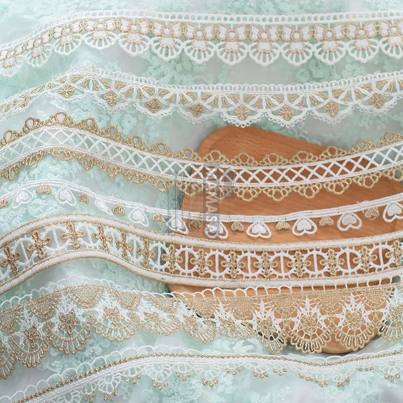 1 Yard Gold Lace Trim Braid Lace DIY Garment Accessories Embroidery Fabric Lace Trims