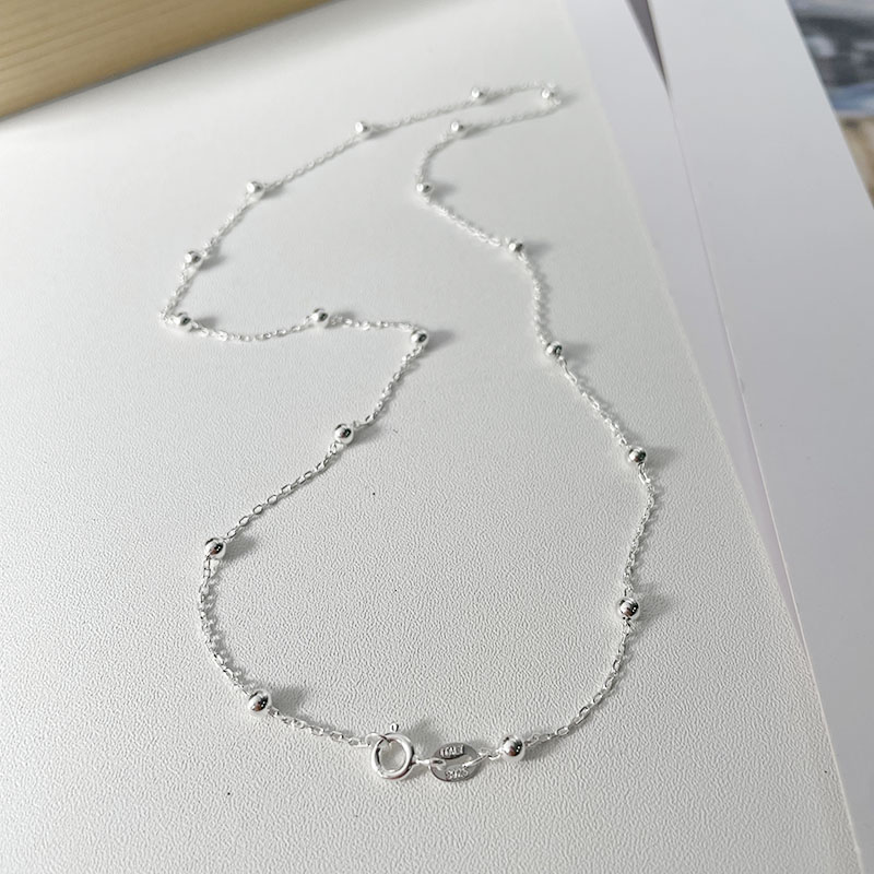 45cm-60cm Solid Pure Real 925 Sterling Silver Beads Cross Chain Necklace Women Girl Italy Jewelry Kolye Collare Collier Ketting