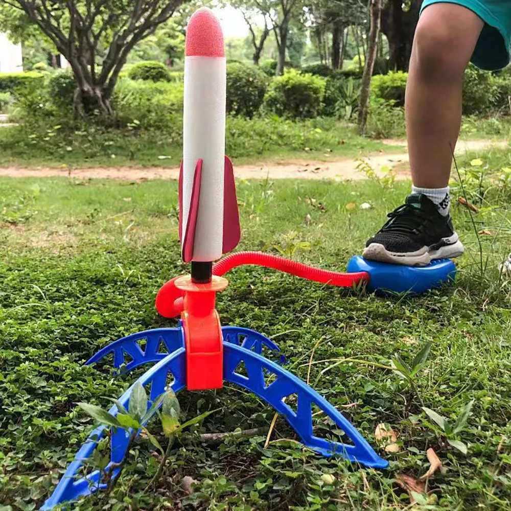 Air Rocket Foot Pump Launcher Toy For Outdoor Children Foot Flashing Stomp Soaring Flying Foam Jump Pressed Interactive Game Toy