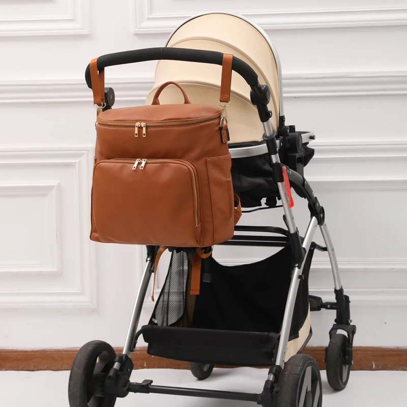 Mommy bag maternal and infant shoulder bag large capacity new pure leather waterproof multifunctional bag baby storage bag