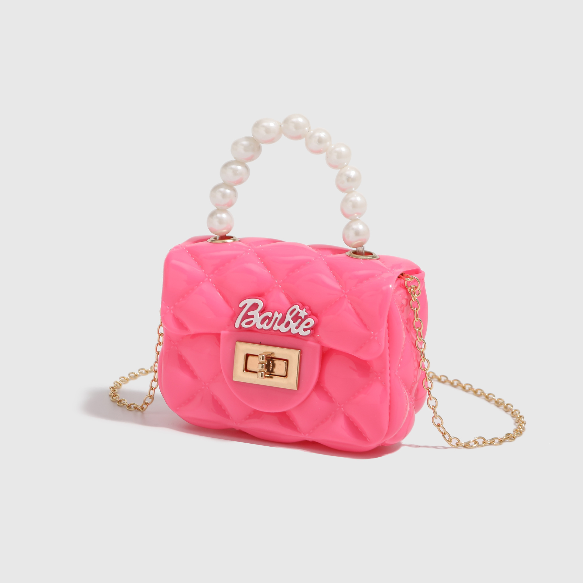 Barbie Fragrant Women's Mini Chain Pearl Handbag Earphone Cover Cute Jelly Small Bag Zero Wallet