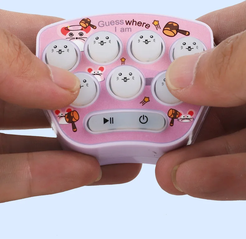 Mini Quick Push Electronic Gaming Machine Light Up Game Whack-a-mole Toy Bubble Handheld Toy Keychain Challenge Game Toys Gift