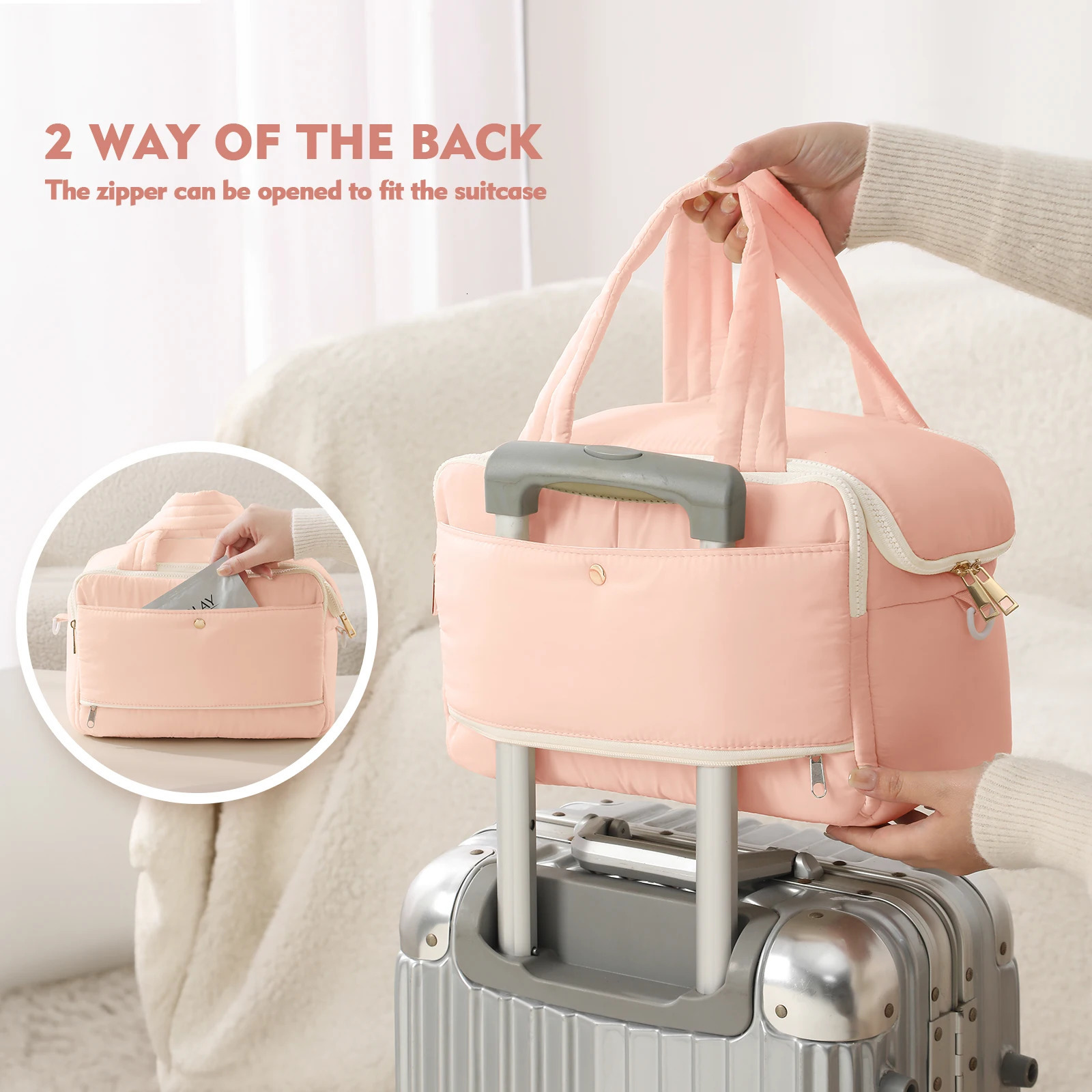 Large Capacity Makeup Bag Portable Womens Makeup Storage Handbag Makeup Organizer Womens Brush Ten Font Makeup Bag 241031