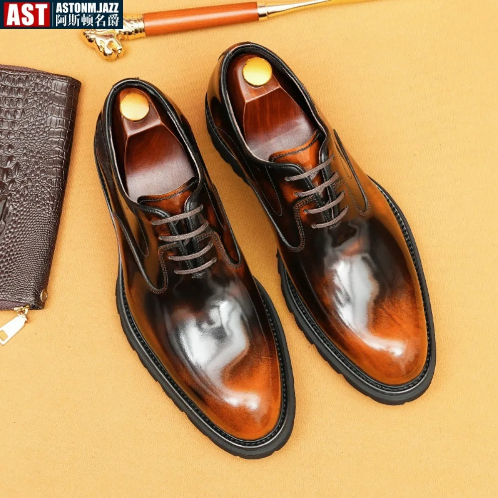 Italian mens formal shoes leather handmade high-quality comfortable elegant black wedding social Oxford shoes mens 241031