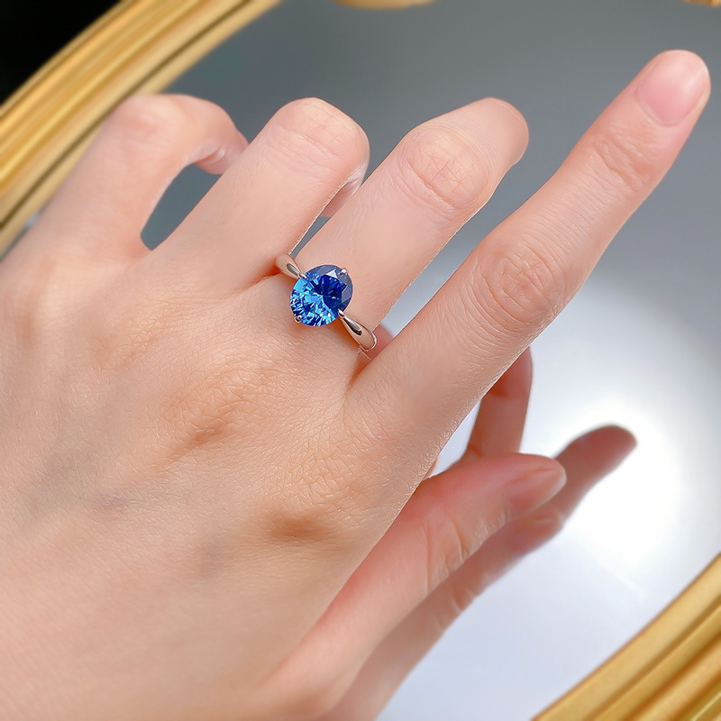 blue diamond sapphire designer ring for woman wed 925 sterling silver 5A zirconia round sqaure heart luxury wedding engagement womens rings jewelry gi