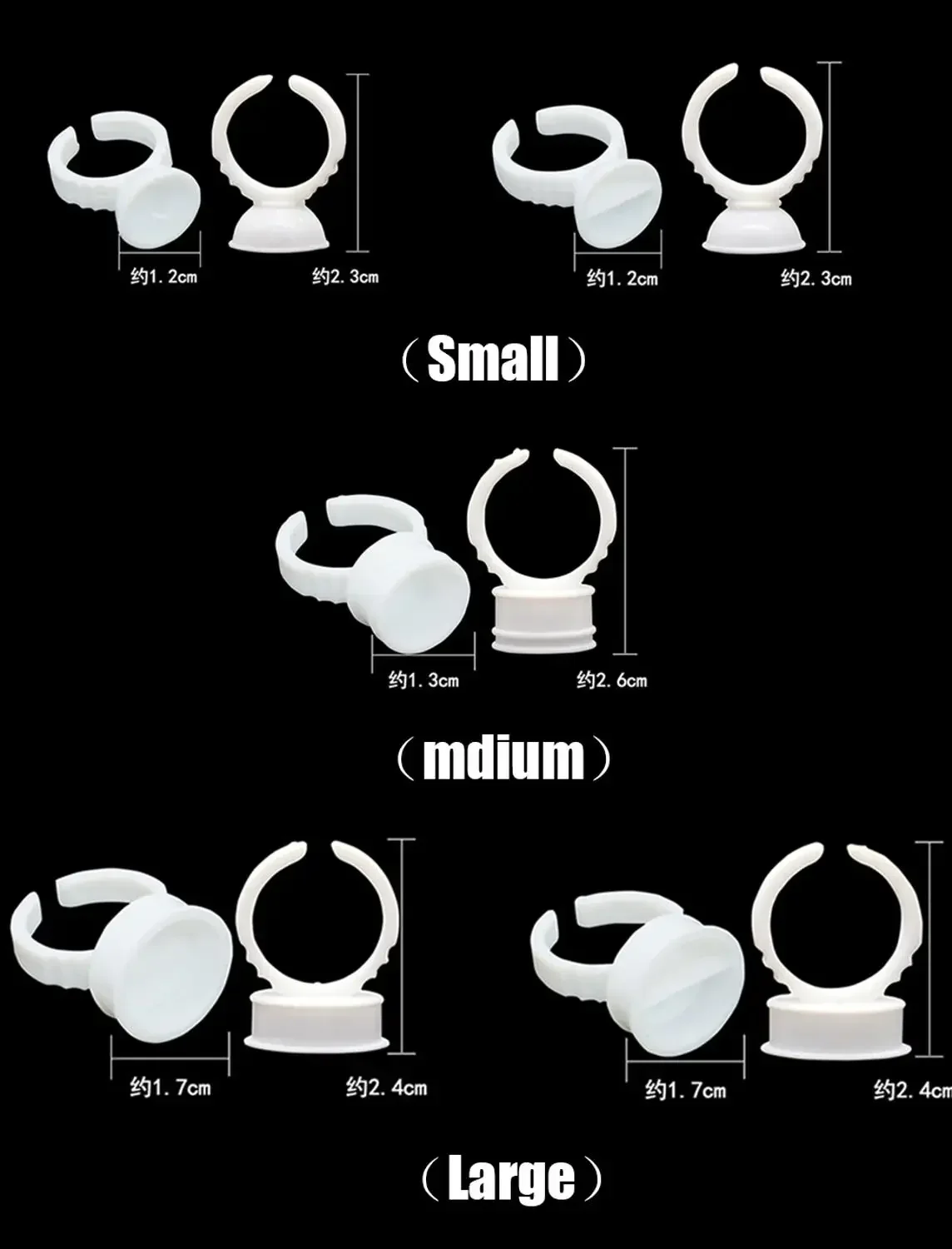 100pc S/M/L Plastic Tattoo Ink Rings Cup Microblading Pigment Holder Permanent Makeup Eyebrow Divider Container Pmu Accessories