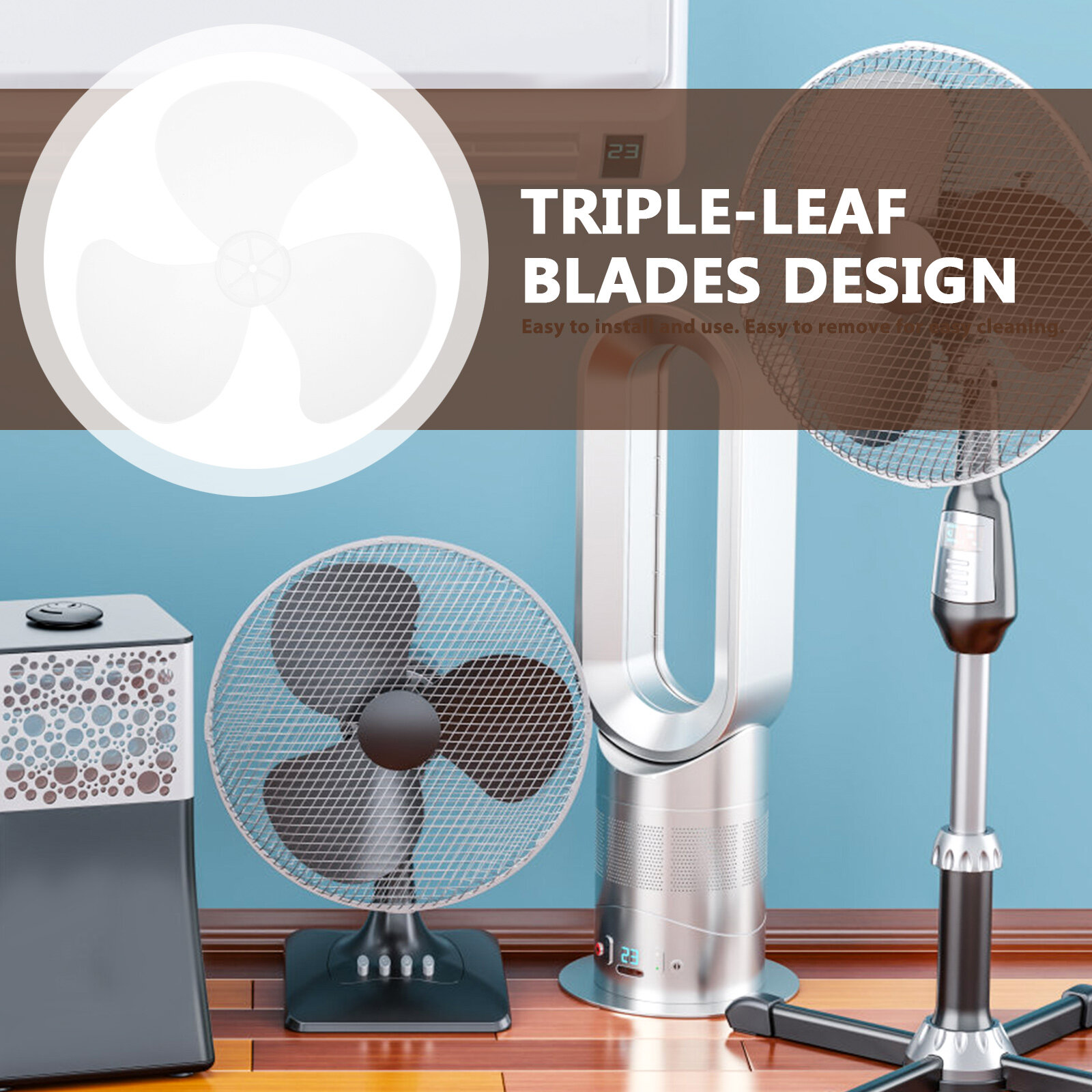 16 Inch Pedestal Fan Blades Plastic Electric Leaves Standing Silent Table Accessory