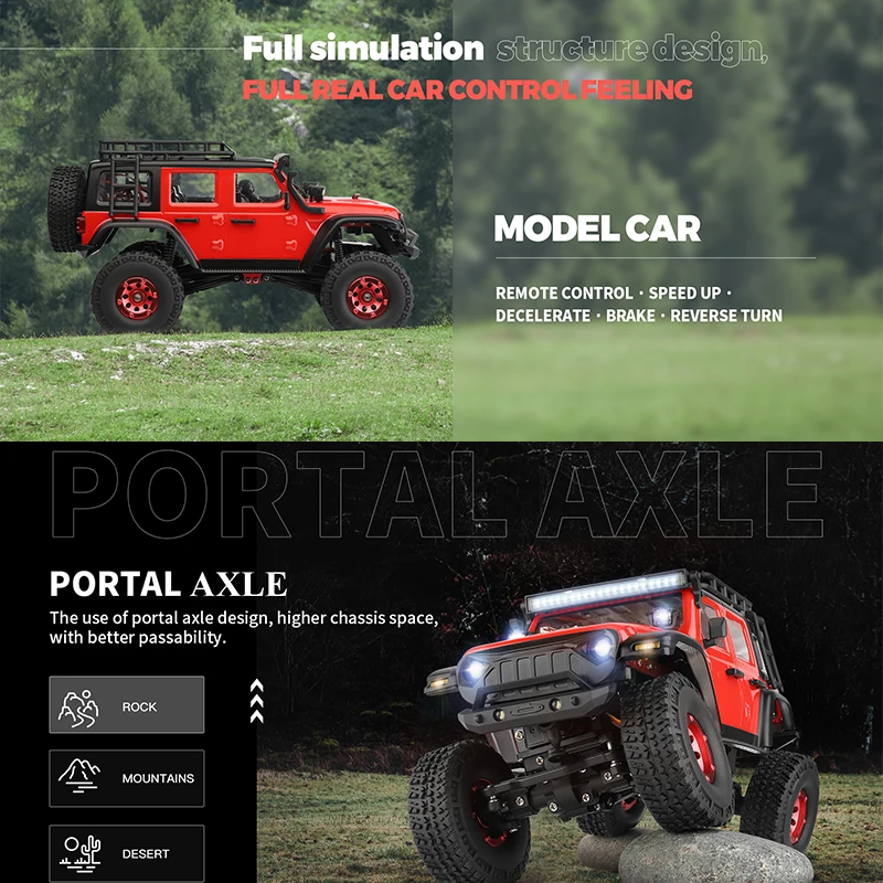 Wltoys 2428 1:24 Mini RC Car 2.4G With LED Lights 4WD Off-Road Vehicle Model Remote Control Mechanical Truck Toy for Children