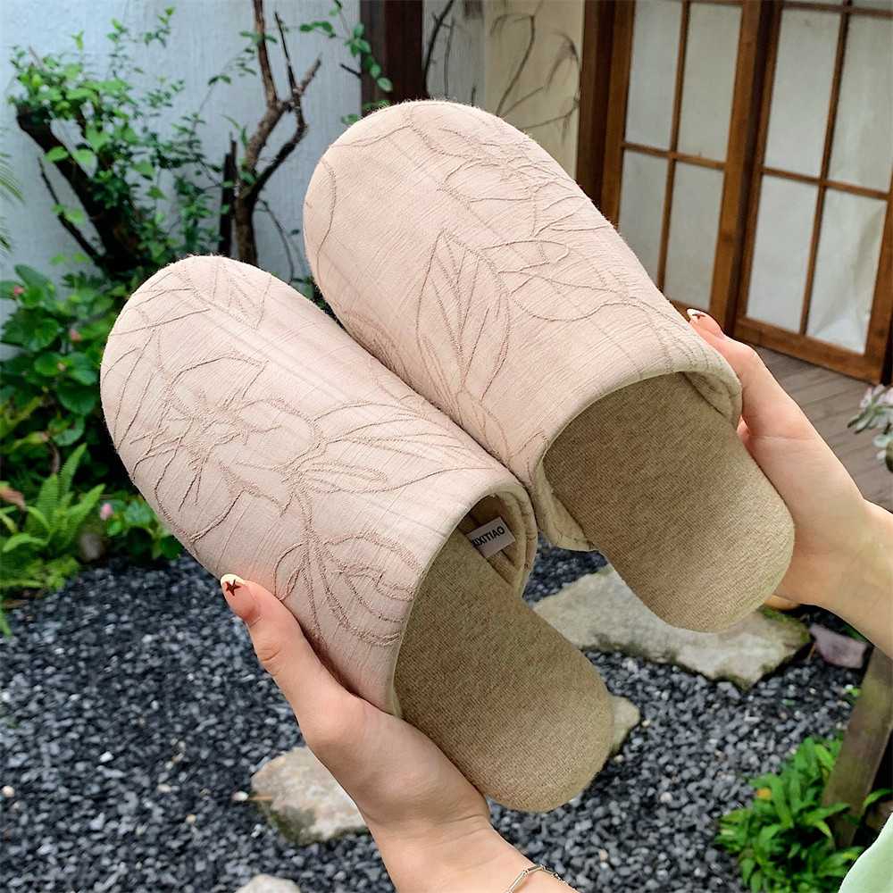 Women's winter trend retro national style Zen fluffy cotton slippers Warm and interesting cotton slippers in winter home bedroom