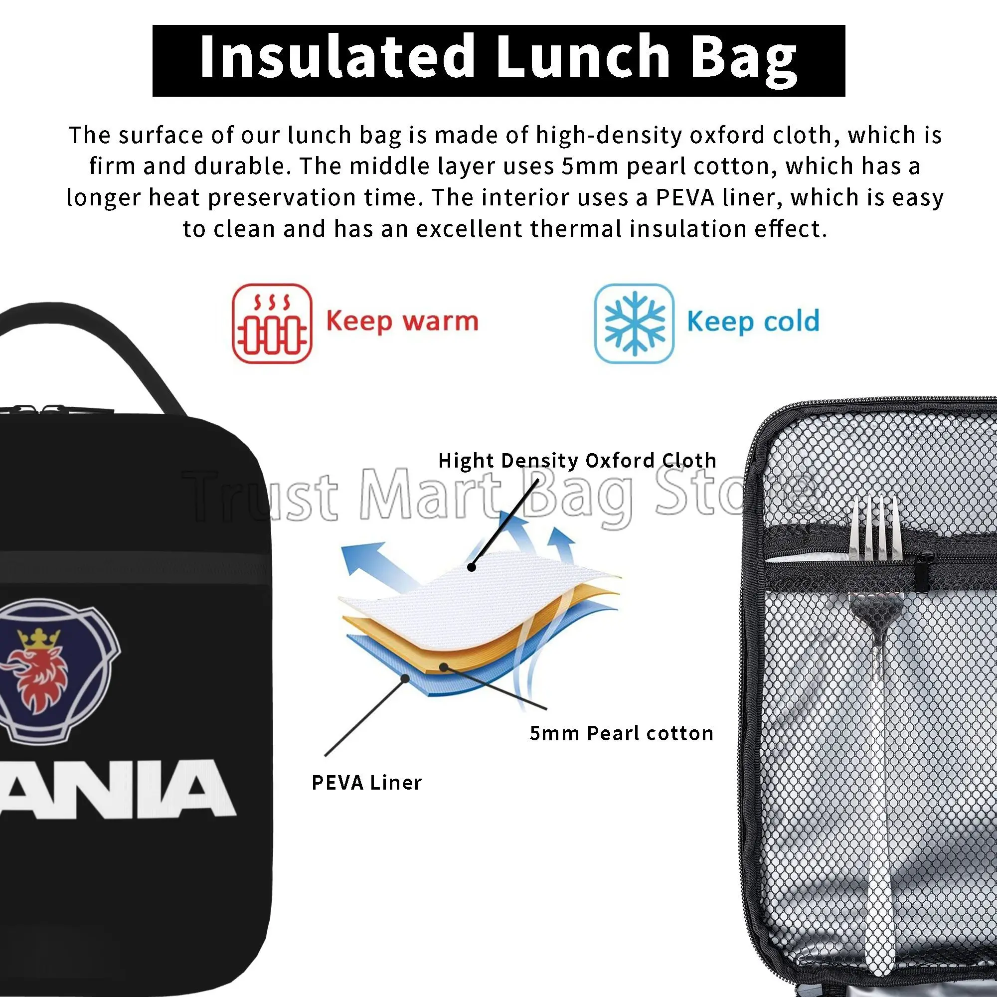 Personalized Insulated Lunch Bag Portable Waterproof Oxford Lunch Box Thermal Cooler Bento Tote for Work Travel Picnic Beach