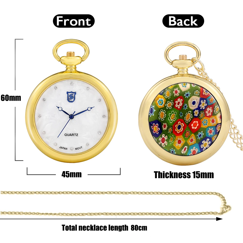 Waterproof Pocket Watch Universal Pocket Watch Quartz Watch Diamond Inlaid Shell Surface Japanese Quartz Movement High Quality
