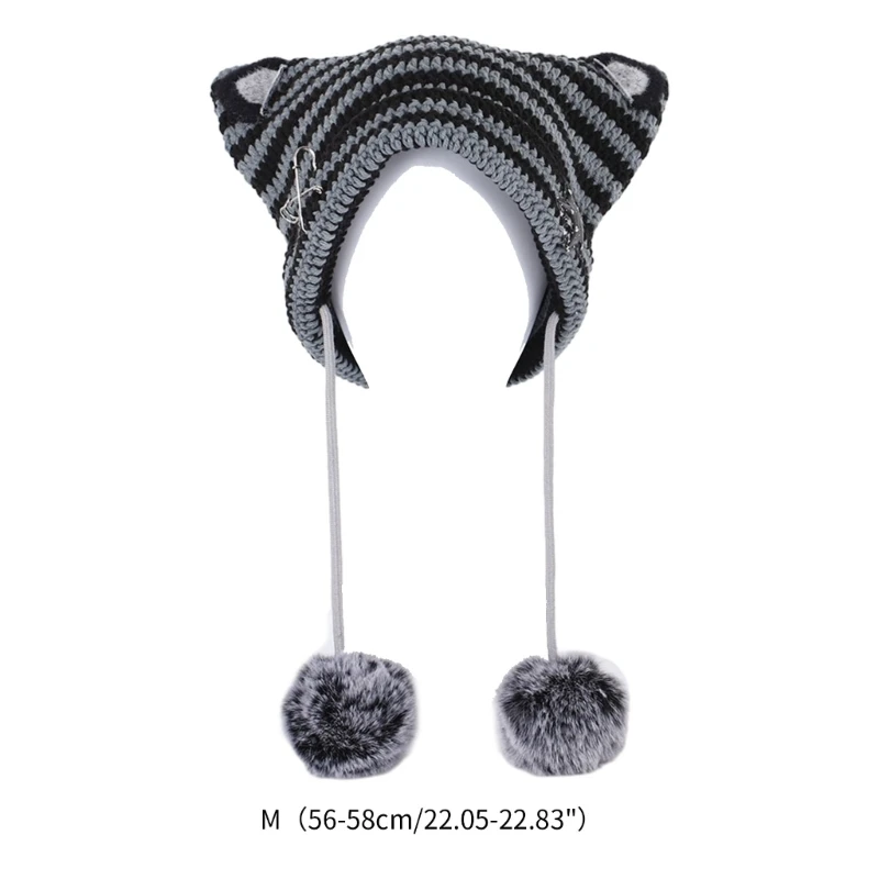 Popular Female Hat Knitting Beanie Hat with Cats Ear Y2K Women Winter Warm Hat Dropshipping