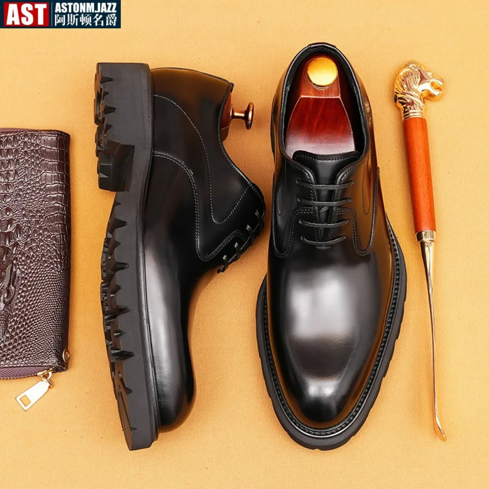 Italian mens formal shoes leather handmade high-quality comfortable elegant black wedding social Oxford shoes mens 241031