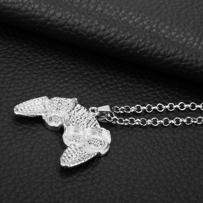Hip-Hop Jewelry Game Console Handle Necklace Pendant Gold Color Chain Rhinestone Necklace Charms for Children Boys Gifts