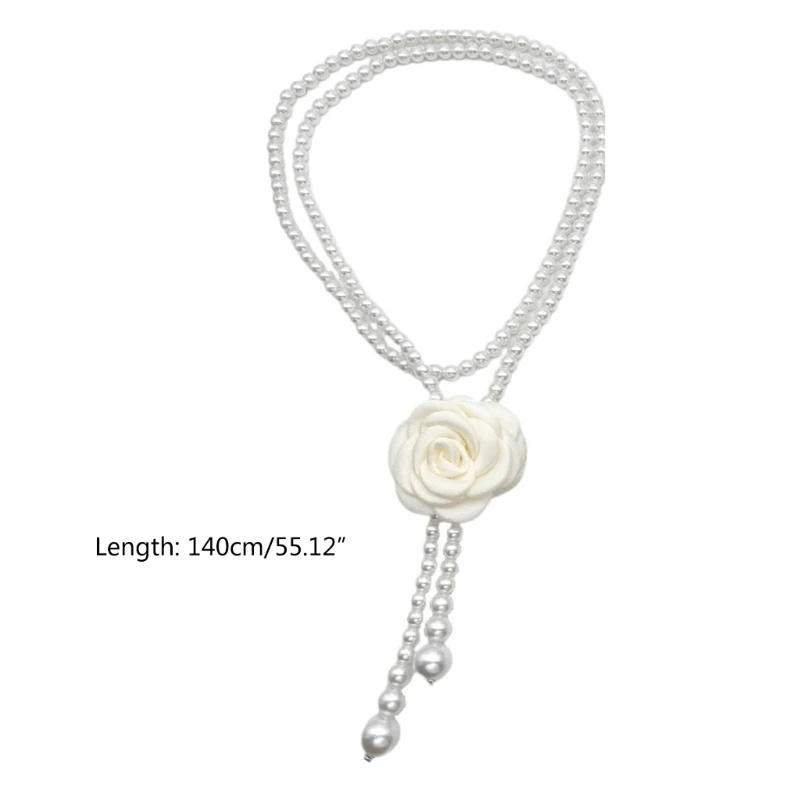 Women Body Chain Camellia Flower Pearl Waist Chain Belt Belly Chain Waistbelt for Female Body Jewelry Lady Accessories