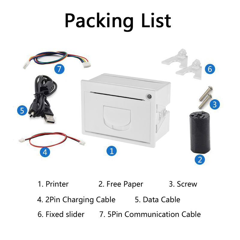 QR204 Mini Embedded Printer Thermal ESC POS Receipt Parallel Panel Printer USB TTL RS232 Kiosk Printer Barcode Arduino 2 inch