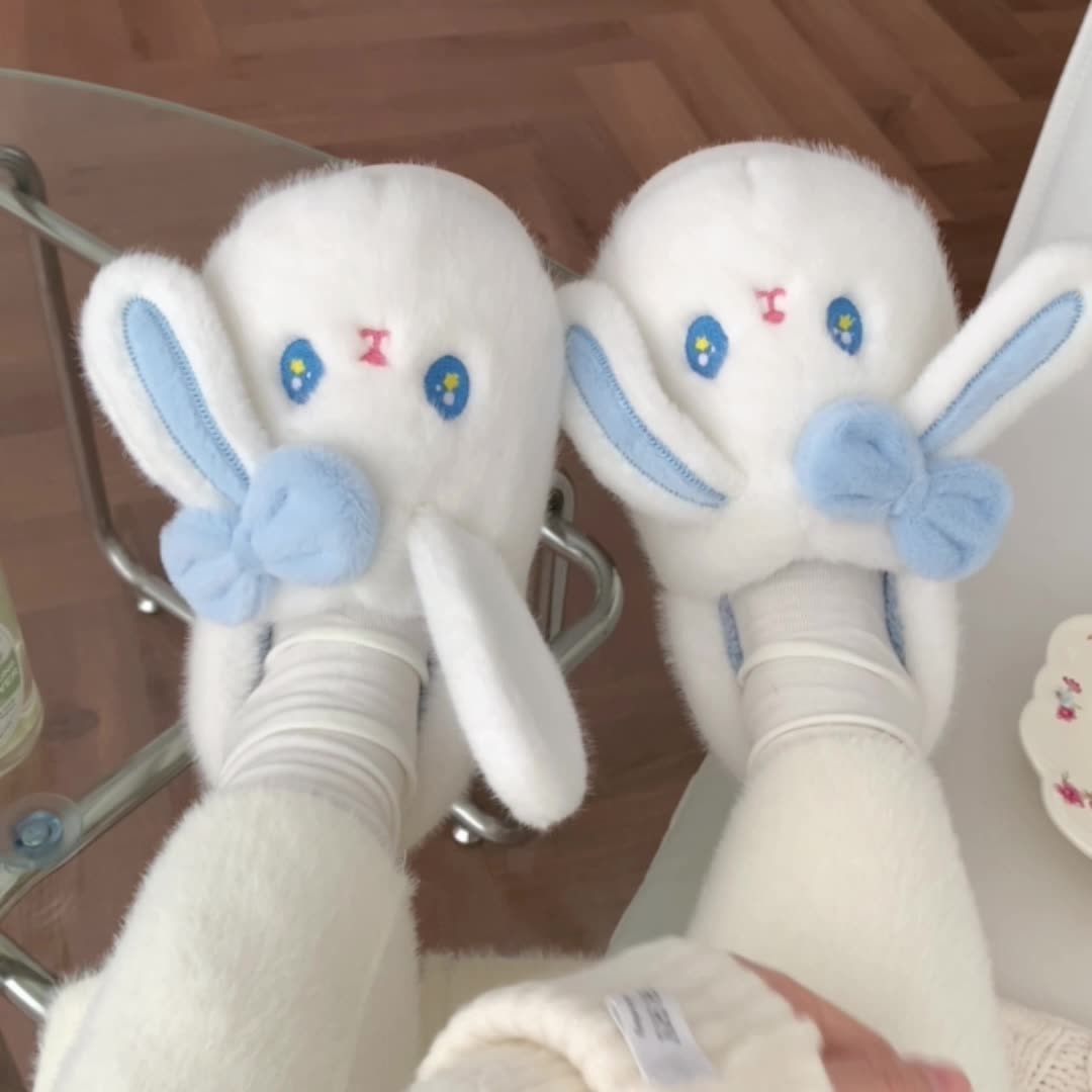 Slippers Personality Cute Bunny fun cute slippers for women girls Fashion Kawaii Fluffy winter warm women's slippers