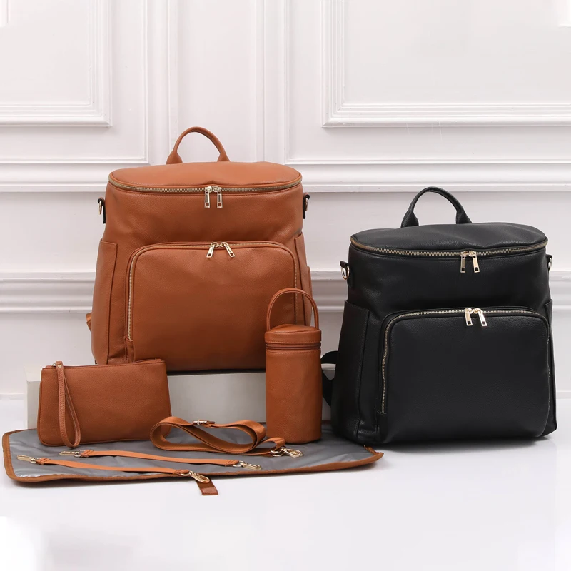 Mommy bag maternal and infant shoulder bag large capacity new pure leather waterproof multifunctional bag baby storage bag