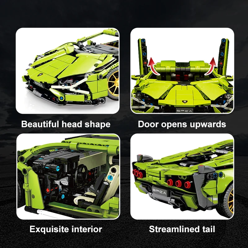 Technical Super Sports Car Lamborghinied Sian Motor Control Building Blocks MOC 42115 City Speed Vehicle Bricks Toys Kid Gift