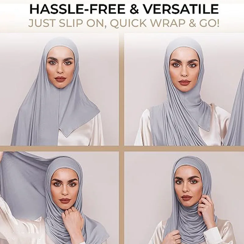 BOHOWAII Instant Hijab Scarf for Women Muslim Premium Jersey Head Scarf Wrap Soft Turban Breathable Voile Femme Musulmane