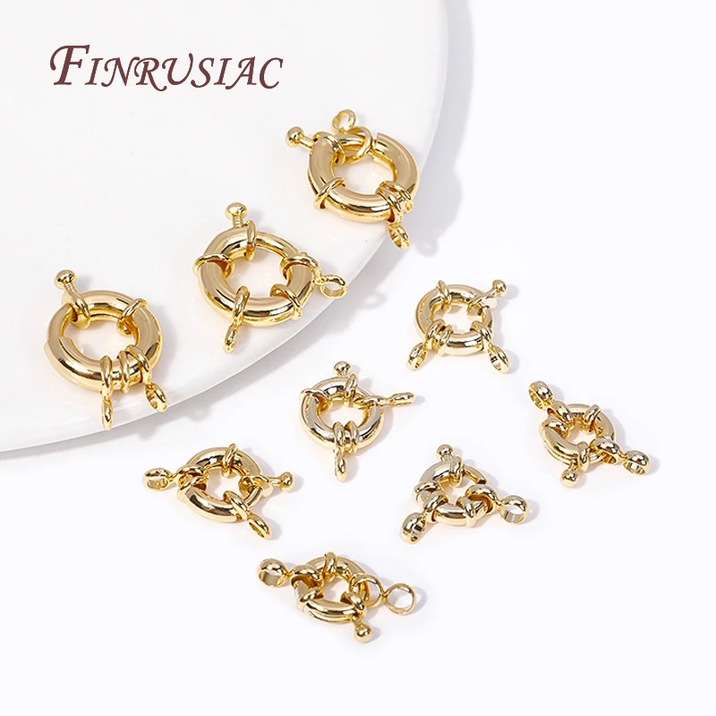 9/11.5/15MM Carabiner Spring Ring 14k Gold Plated Brass Metal Jewelry Clasps Fasteners DIY Handmade Necklace Accessories