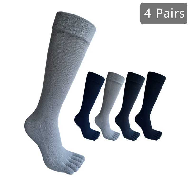 1/4 Pairs Business Five Finger Long Combed Cotton Solid Soft Elastic Sweat-Absorbing Gentleman Party Dress Toe Brand LX241102