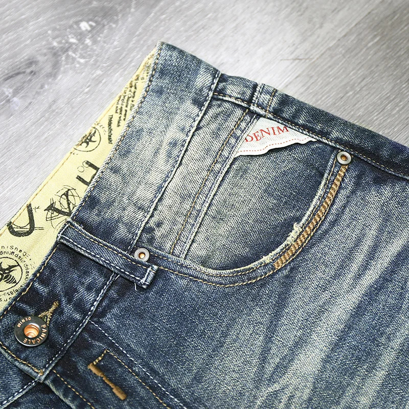 Summer Mens Vintage Straight Denim Shorts Korean Fashion Dilapidated Street Hip-hop Pants Male Youth Short Jeans 240327