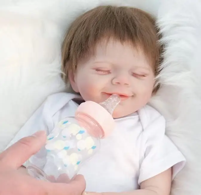 18 Inch Full Silicone Vinyl April Reborn Baby Girl Handmade Soft Touch Reborn Girls With Rooted Hair