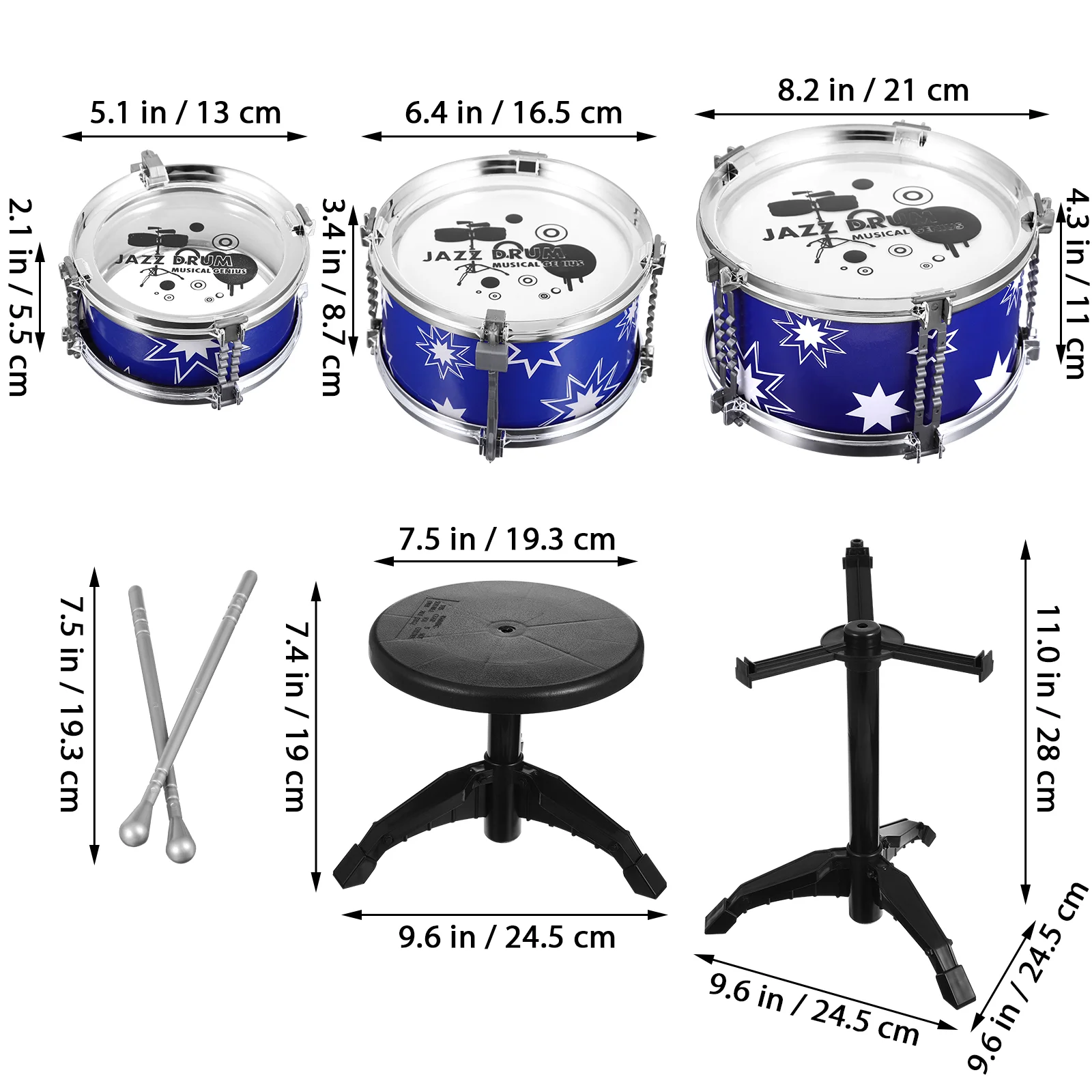 Chrismas Gifts Children's Drum Kit Baby Kids Musical Toy Toddler Miniature Educational