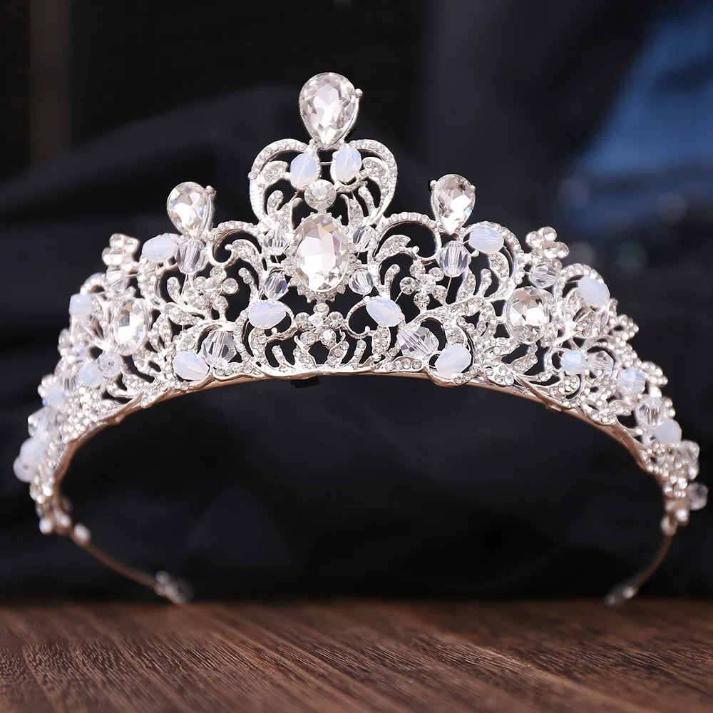 Silver Color Crystal Crowns And Tiaras Baroque Vintage Crown Tiara For Women Bride Pageant Prom Diadem Wedding Hair Accessories