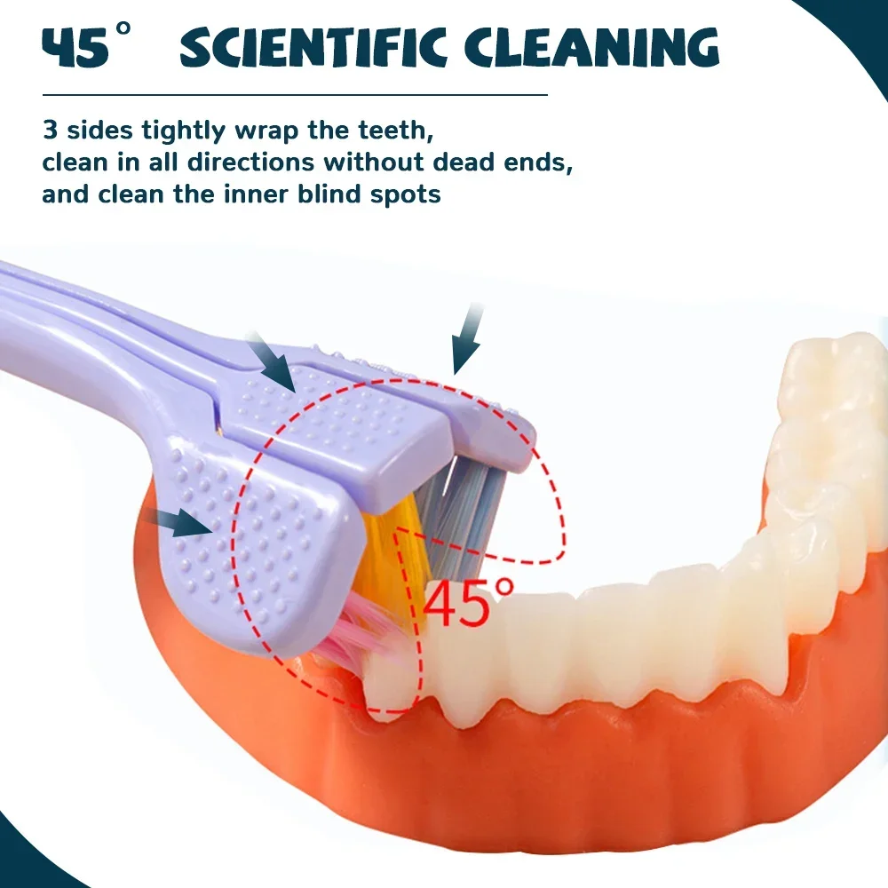Cepillo 2025 de dientes de tres new lados para adultos, cerdas suaves ultrafinas, cuidado bucal, seguridad para la salud bucal, Cle