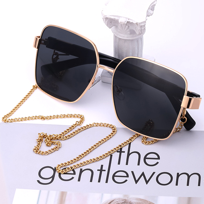 Steampunk Sunglasses Women With Chain Hexagon Luxury Brand Designer Punk Sun Glasses For Ladies Futuristic Fashion Square Sexy Y2K Oversized Large Coo