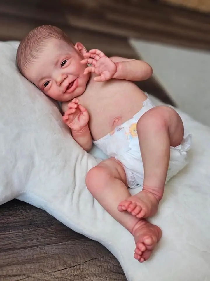 NPK 19inch Full Body Newborn Baby Doll Charlie Lifelike Soft Touch Cuddly Reborn Baby Doll Multiple Layers Painting 3D Skin
