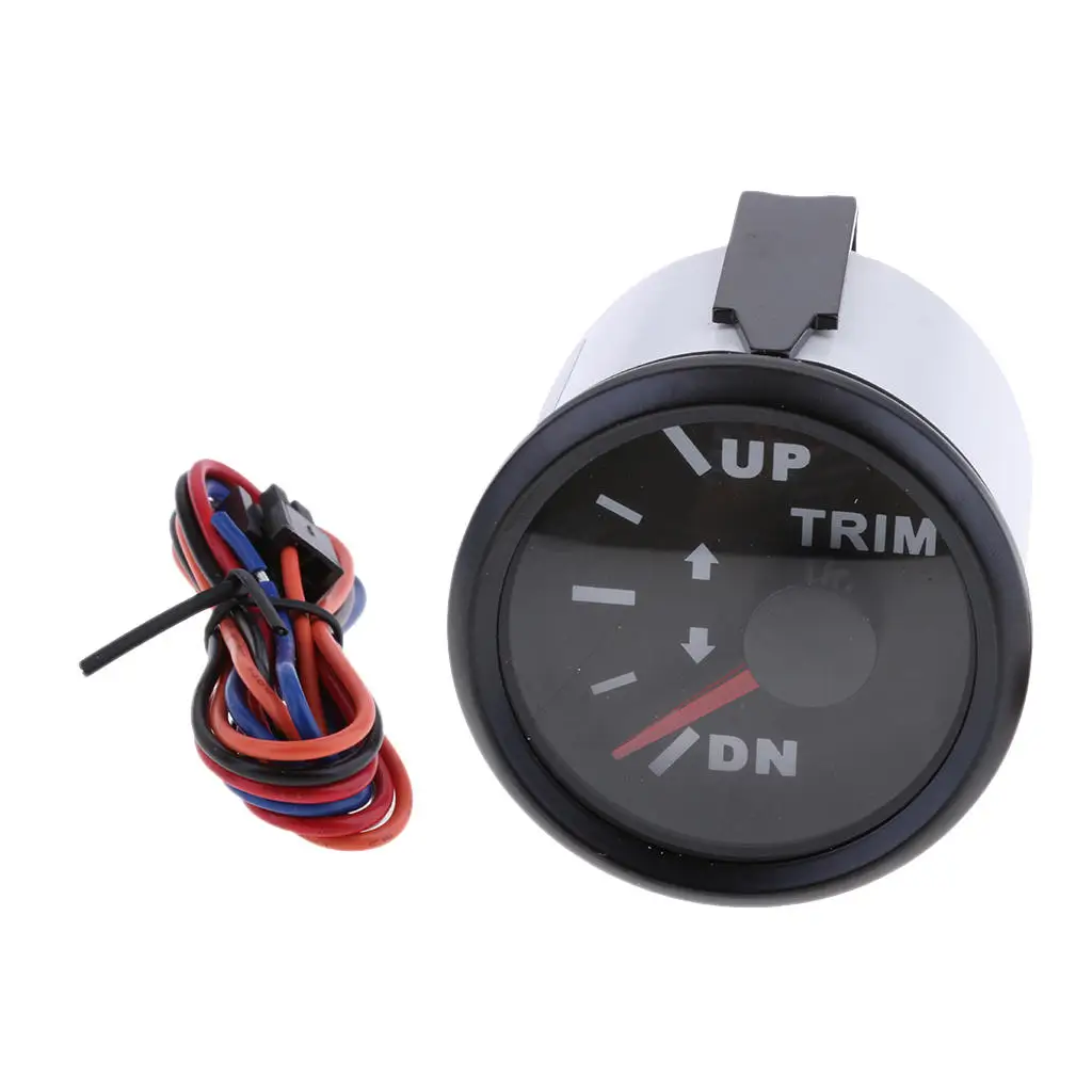 0-190ohm 2' 52mm UP-DN Electric Boat Trim Level Gauge Electric Trim Level Dial Gauge for Marine Boat 2 inch 9-32V Trim Gauge