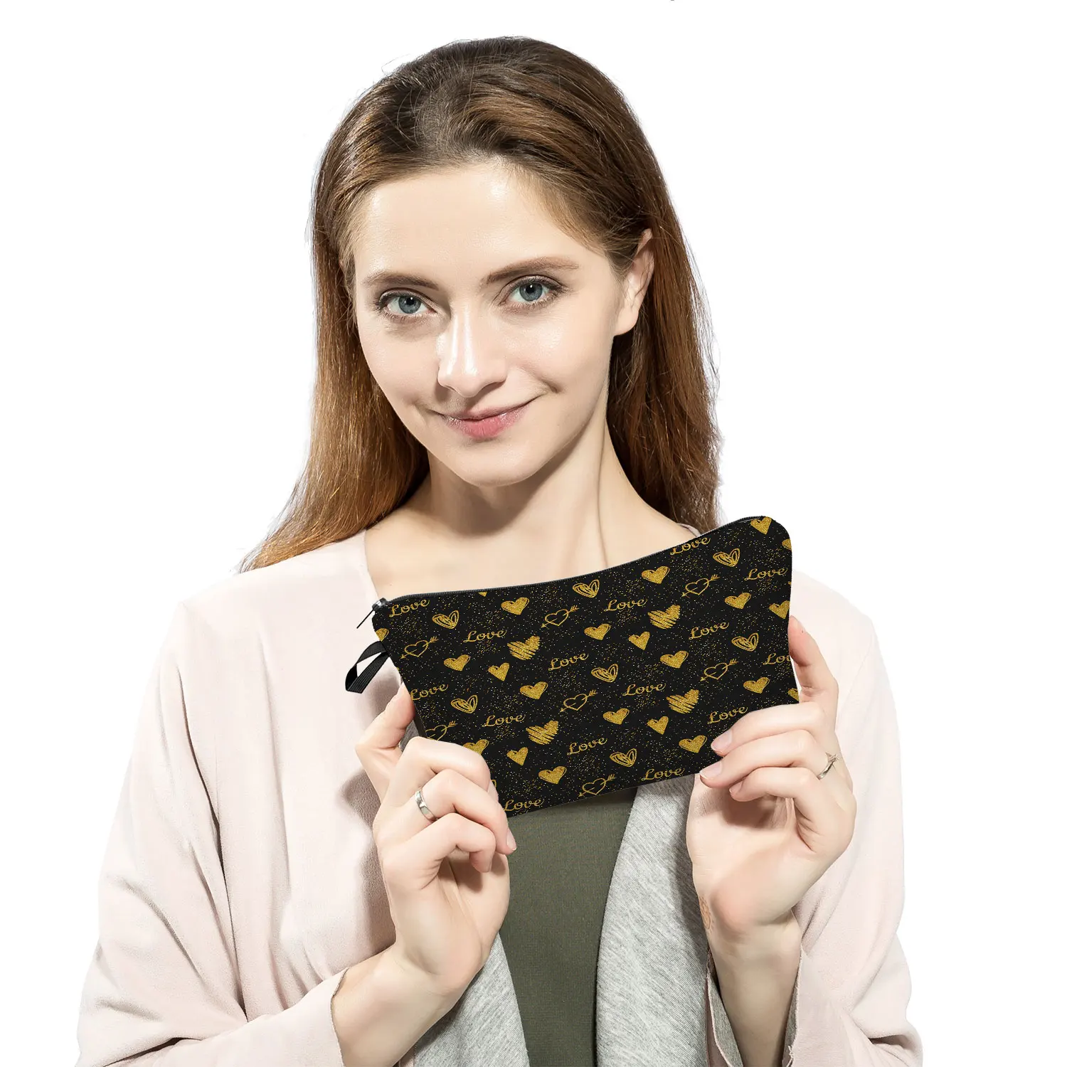 Toiletry Bag Valentine's Day Travel Organizer Makeup Bag Girlfriend Gift Wash Bag Foldable Floral Love Print Women's Portable