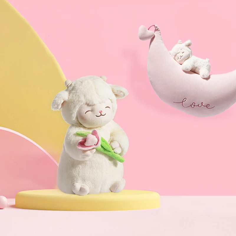 Super Soft Doll Sweet Sheep Hold Tulip Flower Plush Doll Soft Stuffed Lamb With Tulip Plushie Toy Cute Gift For Kid