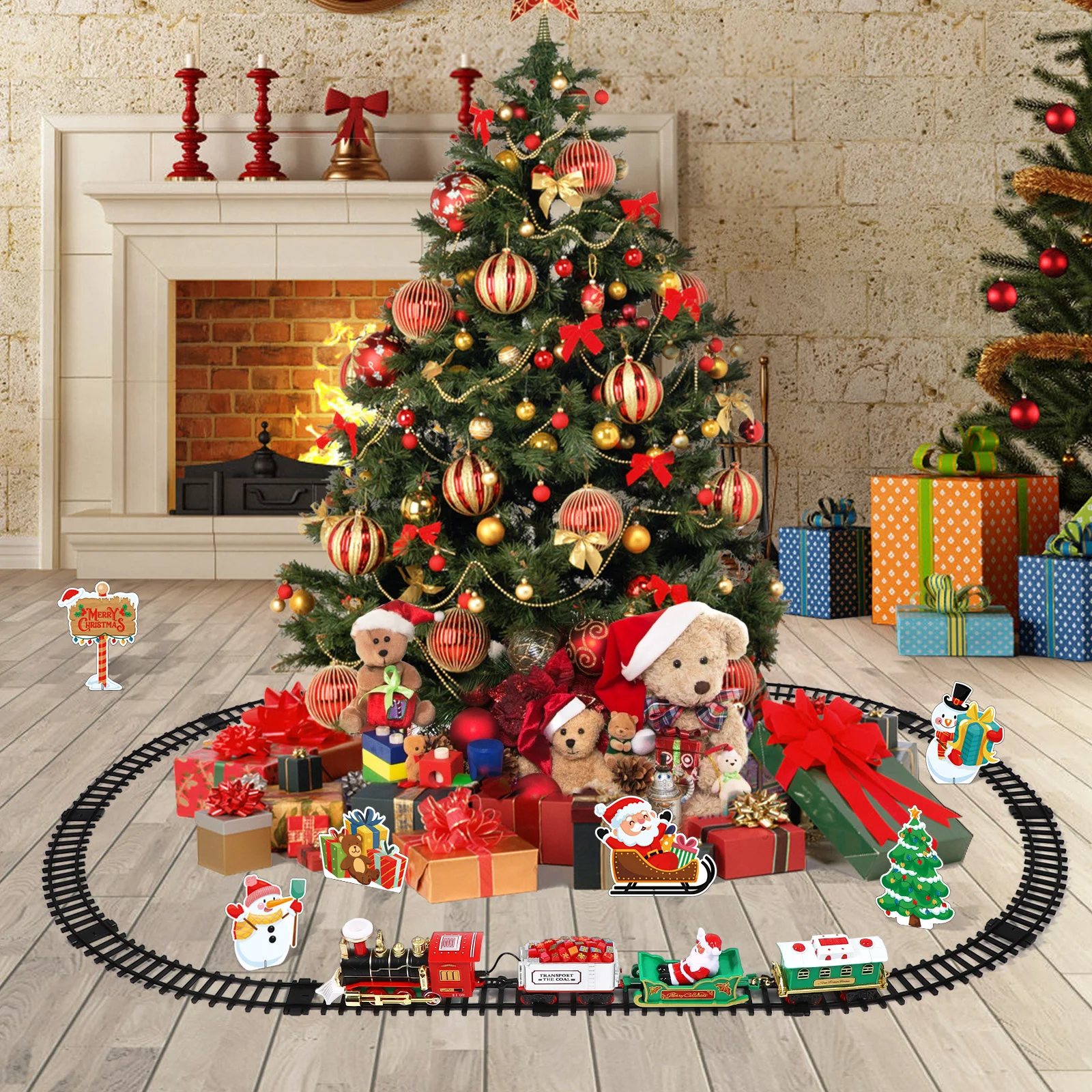 Small Train Kids Suit Christmas Toy Gift Electric Plastic Steam Engine Locomotive Child Children Railway