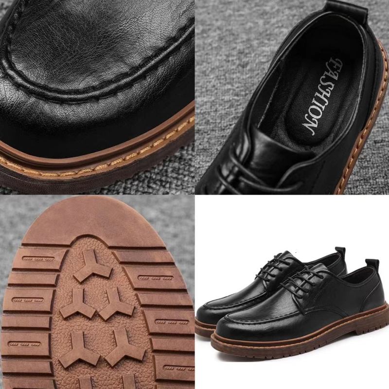 Casual Shoe Classic Handmade Loafers for Men Lace-up Genuine Leather Shoes Oxford Business Sneakers Men's Work Boots 82fc6